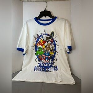 Marvel Comics Superheroes Ringer T-Shirt unisex Adult XL Spider man Iron man